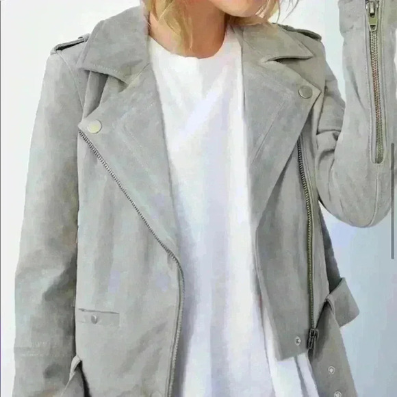BLANKNYC Cloud Grey Suede Moto Jacket - Picture 3 of 15